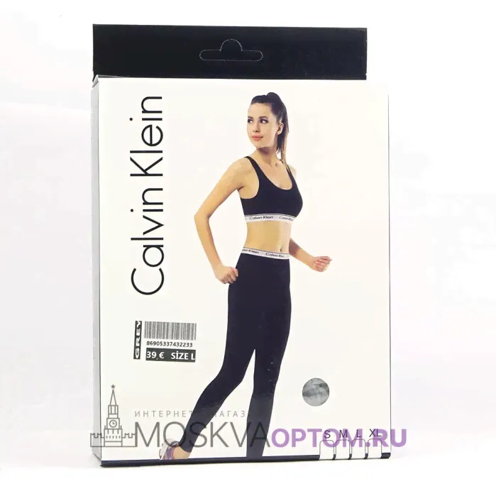 Женский спортивный набор Calvin Klein лосины+топ (черный)-0