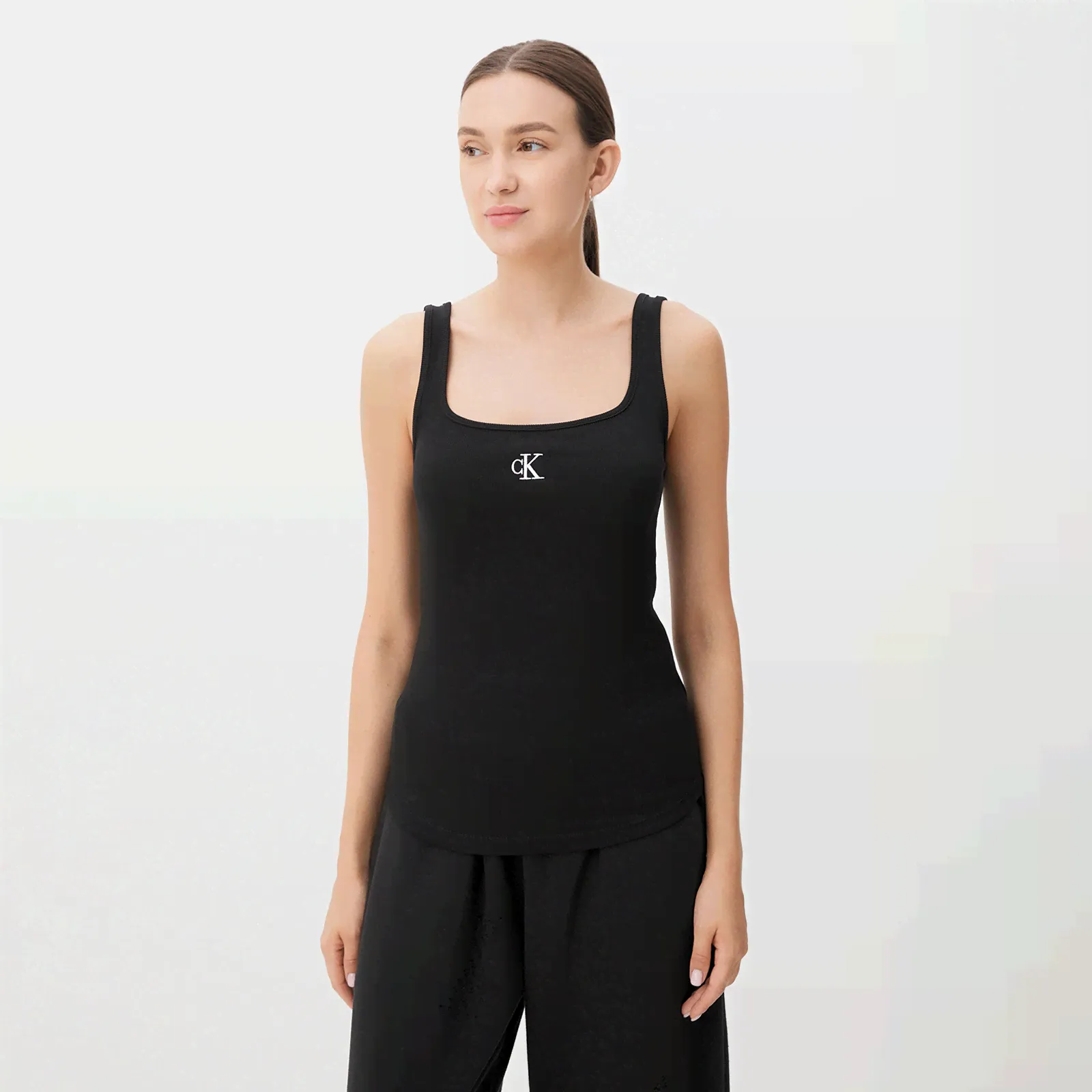 Топ CALVIN KLEIN JEANS CK EMBRO RIB TANK TOP Артикул 4213614, черный