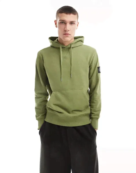 Calvin Klein Jeans badge hoodie in juniper-0