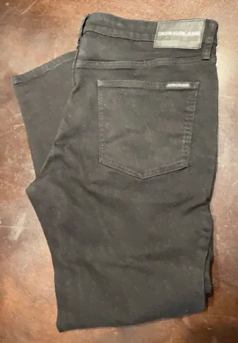 Calvin Klein Mens Slim Fit 5 Pocket Stretch Jeans Black 36x30-0