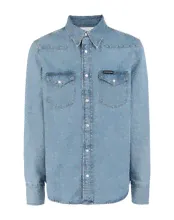 Мужская синяя джинсовая рубашка CALVIN KLEIN JEANS логотип